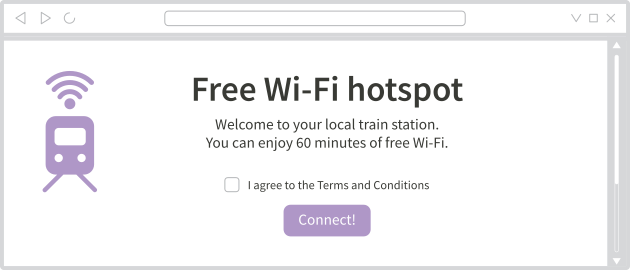 Wi-Fi della stazione ferroviaria. Clicca qui per 60 minuti di Wi-Fi gratuito