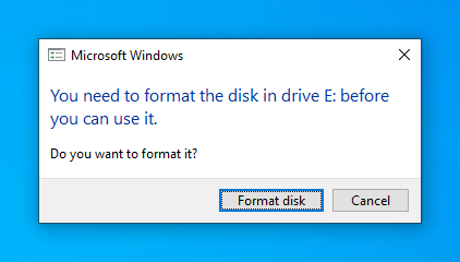 Vous devez formater le disque avant de l'utiliser. Voulez-vous le formater ?
